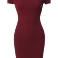 thumbnail image 3 of FashionOutfit Women's Solid Midweight Stretch Ribbed Off Shoulder Bodycon Midi Dress, 3 of 3