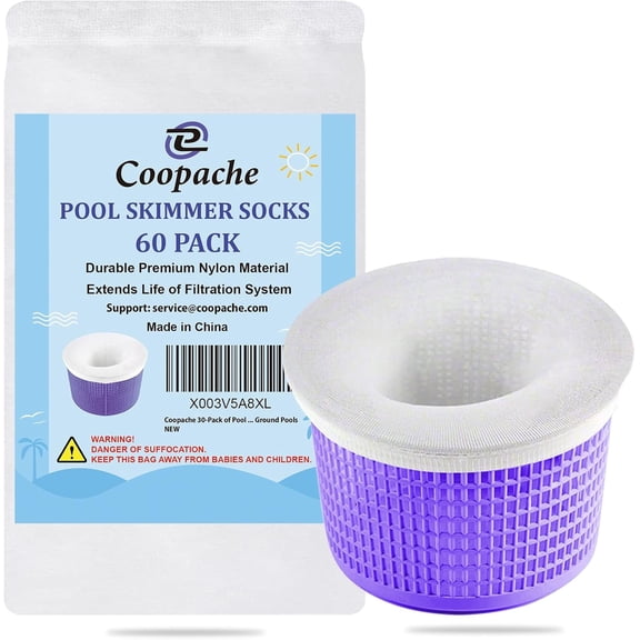 60-Pack of Pool Skimmer Socks - Filters Baskets, Skimmers Cleans Debris and Leaves for In-Ground and Above Ground Pools