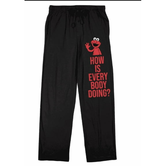 Sesame Street Elmo How Is Everybody Doing Adult Black Sleep Pajama Pants-3XL