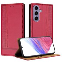 SaniMore Case for Samsung Galaxy A15, Wear-resistant PU Leather Retro Durable TPU Shell Flip Folio Stand, Full Body Protection Magnetic Clasp Business Shell, Red
