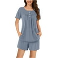 thumbnail image 2 of ZhiZhuang Womens Pajama Set 2024,Women Plus Size Loungewear Sleepwear Set Casual Round Neck Short Sleeve Tops with Pants Two Piece Pajamas Suit, 2 of 6
