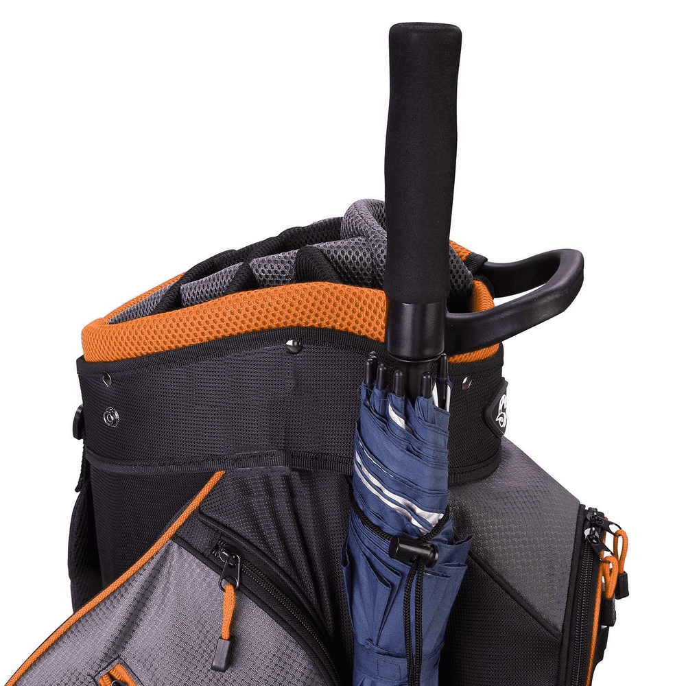 Ram Golf Lightweight Cart Bag with 14 Way Dividers Top Grey/Silver/Orange