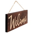 thumbnail image 3 of Welcome Script Brown Weathered 16 x 6 Inch Pine Wood Carved Hewed Hanging Sign, 3 of 4