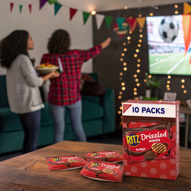 RITZ Drizzled Minis Fudge Crackers, Lunch Snacks for Kids and