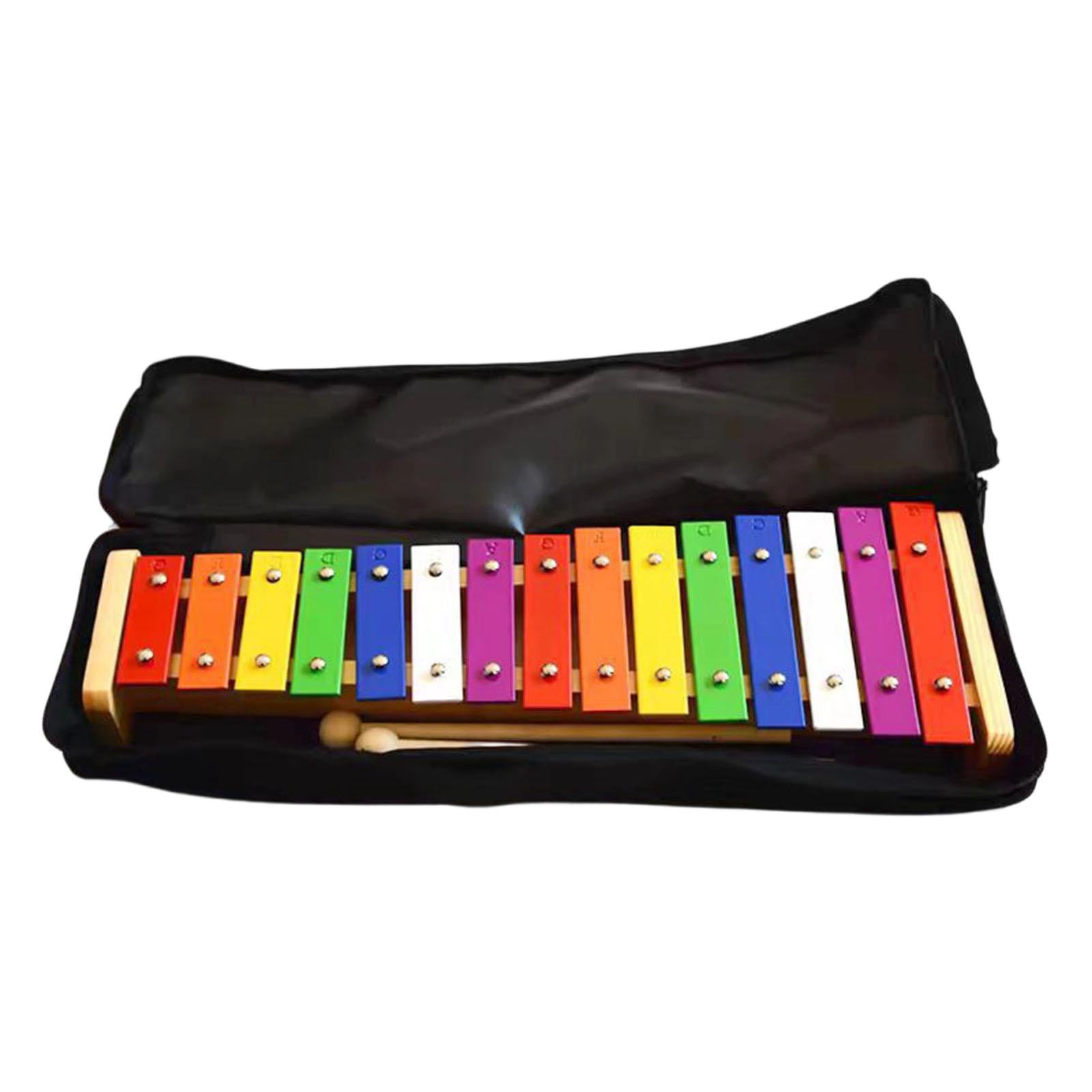 Rainbow Xylophone Glockenspiel Music Instrument 15 Note Aluminum Bars for Kids Educational Toy Indoor Play