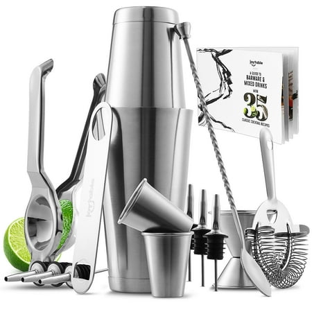 

Mqlnutr Bartender Kit Complete Cocktail Shaker Bar Tools Set with Lemon Squeezer