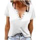 thumbnail image 1 of Camisetas de Cuello Redondo Botón de Impresión de la Moda de Manga Corta de las Mujeres, Poliéster Spandex, 1 of 5