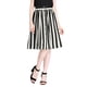 thumbnail image 3 of Falda Midi a rayas Allegra K con botones Elástica Espalda Mujer blanco negro L, 3 of 7