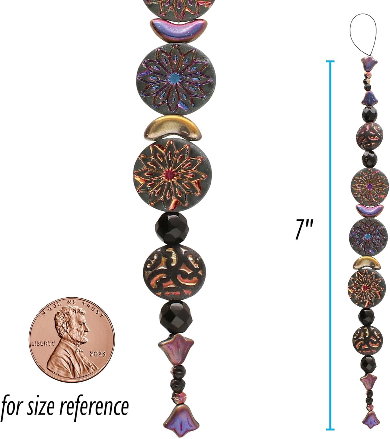 The Beadsmith Czech Glass Strands - High Quality, Pressed & Table Cut Beads - 6 x 7-Inch Strands, 21 Beads Per Strand - Metal Sunburst Mix – For Jewelry Making, Decorations & DIY Crafts