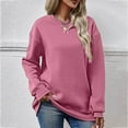 thumbnail image 3 of STETMN Women's Oversized Round Neck Sweatshirts Fall Drop Shoulder Pullover Top Trendy Comfy Clothes, 3 of 4