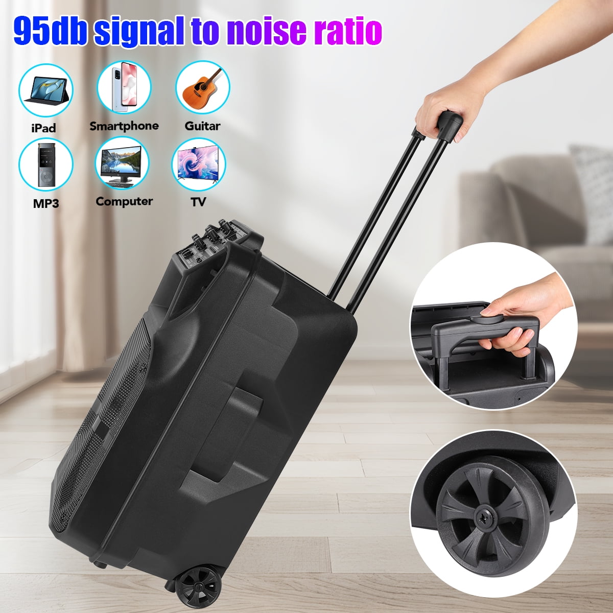 Dazone 12" Loud Bluetooth Portable Party Speaker Subwoofer w/ FM USB SD Card AUX & Mic