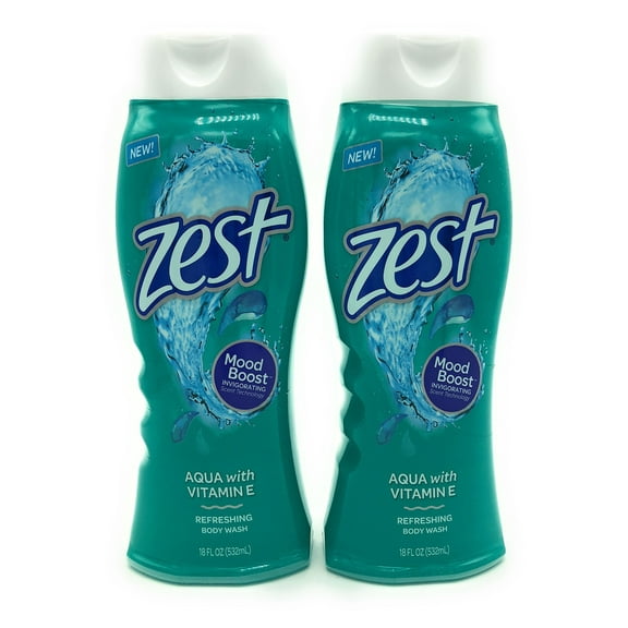 Zest Body Wash, Aqua, 18 Ounce, 2 Pack.