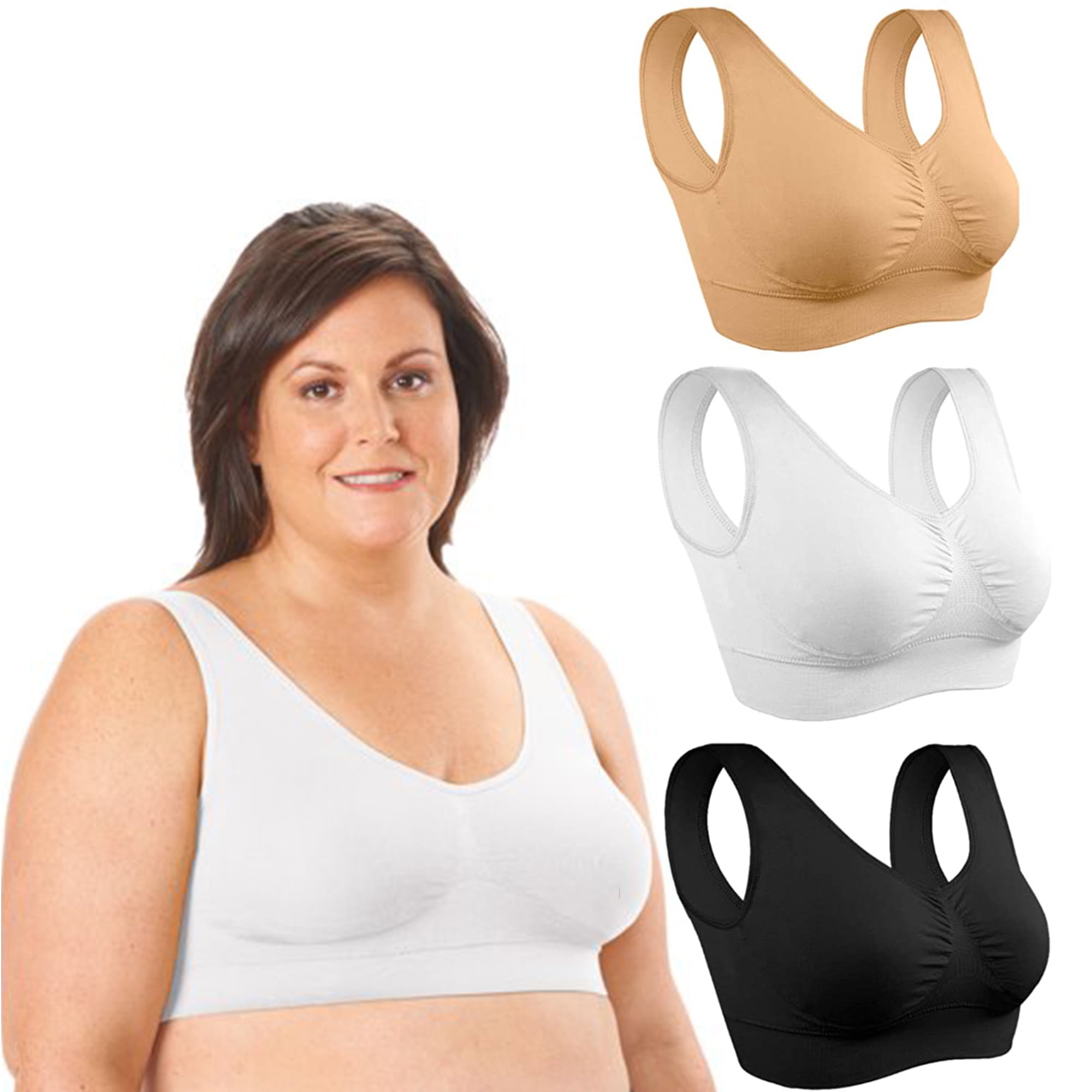 Elbourn Plus Size Sleep Bras for Women Comfort Seamless Wireless