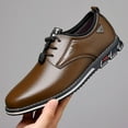 thumbnail image 5 of Mens Casual Oxfords Leather Business Office Loafers Comfortable Fashion Lace-up Formal Flat Shoes Green 7 US, 5 of 7