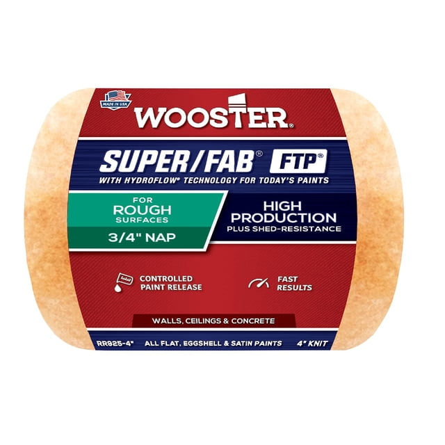 Cubierta de rodillo de pintura Wooster RR925-4 de 3/4 pulgadas, superficie rugosa