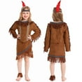 thumbnail image 4 of FYEGRE Elegant Primitive Themed Dress For Girls Stage Performance Halloween Outfit Kids Adventure Wear Brown 7-8 Years, 4 of 9