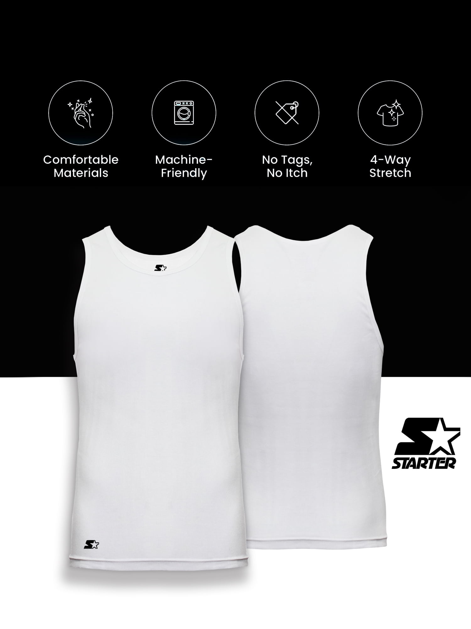 Starter Men's Breathable Tagless Tank Top Under Shirts, 6-Pack