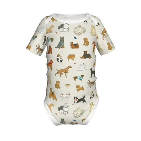 

Junzan Dogs Funny Pets Print Short-Sleeve Baby Climbing Clothes Bodysuits for Infant One-Piece for Baby Boys & Girls Baby Clothes Baby Romper with Snap Closure-3 Months
