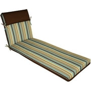 Logan Stripe Blue and Brown Reversible Chaise Lounge Cushion