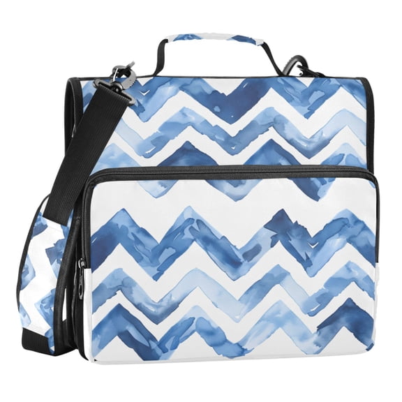 ALAZA Zipper Binder Blue Watercolor 3 Ring Trapper Keeper File Folder Organizer Bag