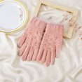 thumbnail image 3 of Xfvqtps Womens Touchscreen Gloves Knitting Alpaca Wool Lining Rhombus Solid Color Thickened Windproof Warm Winter Mittens Pink, 3 of 6