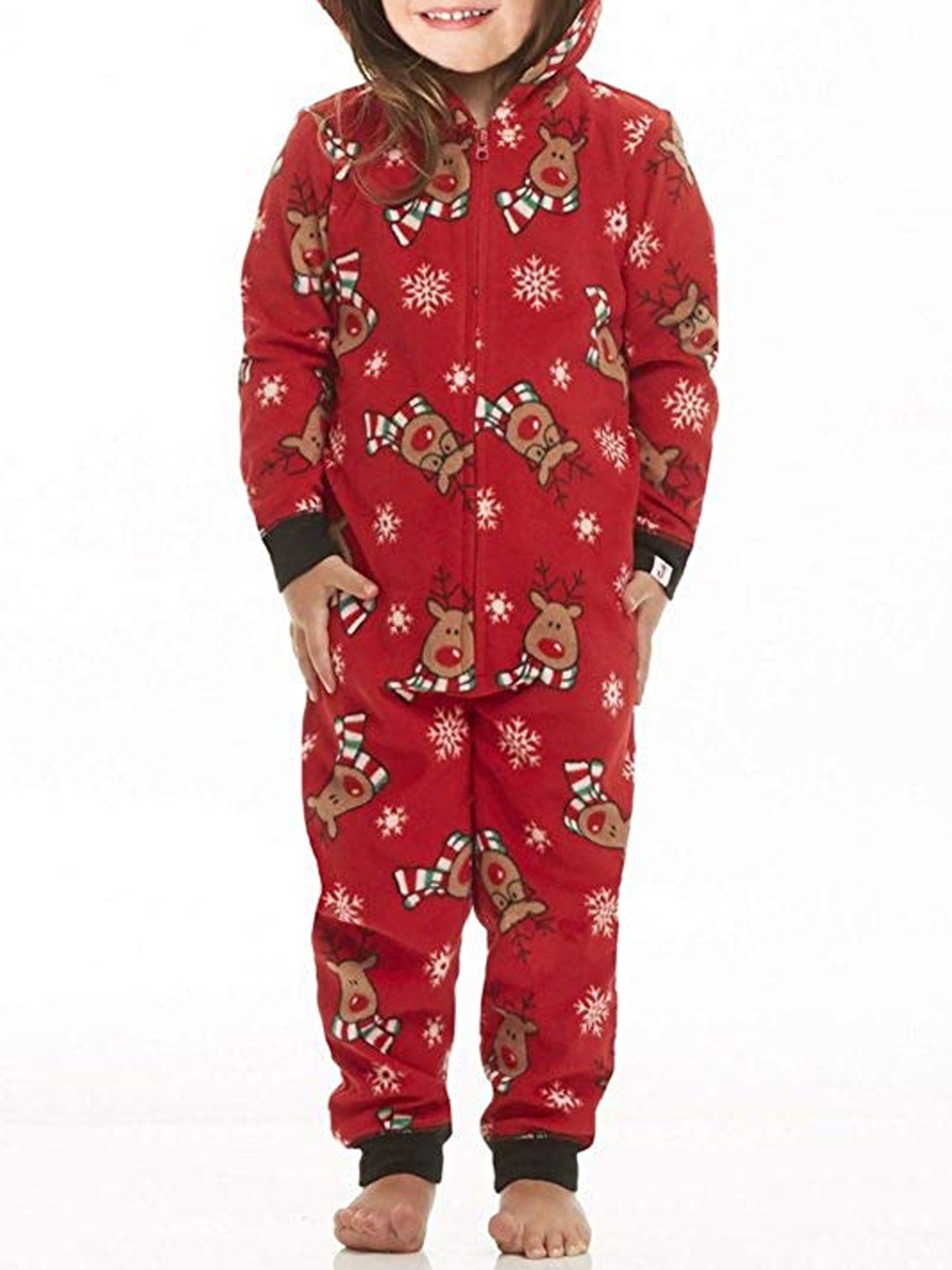 Michellecmm Christmas Family Matching Pajamas Sets Xmas One-Piece Sleepwear Hoodie Jumpsuit