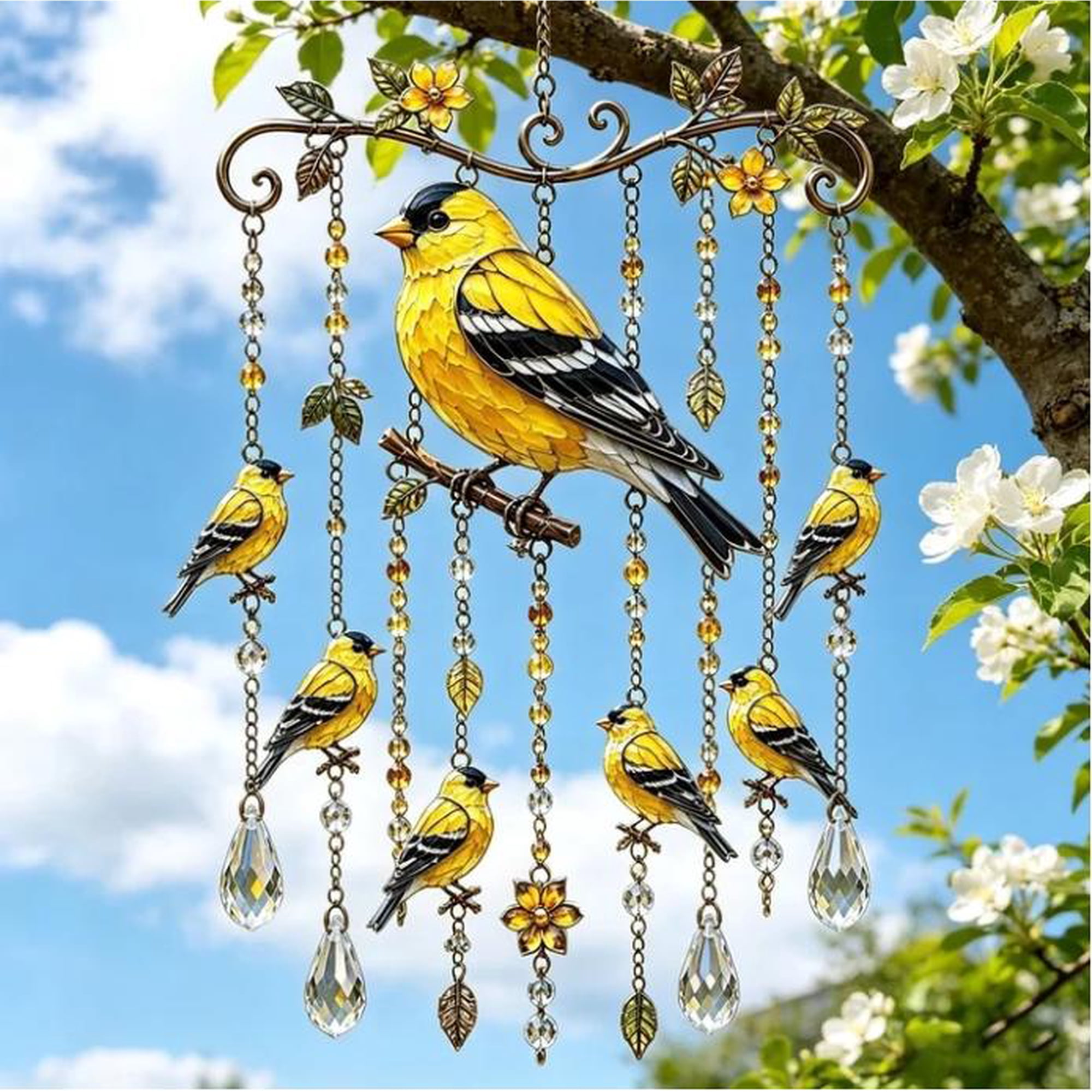 Hummingbird Wind Chime Wind Chimes for Outside 2026 Decorative Glass Wind Chime Acrylic with Crystal Charms Garden Yard Hanging Ornament Gift for Nature Enthusiasts