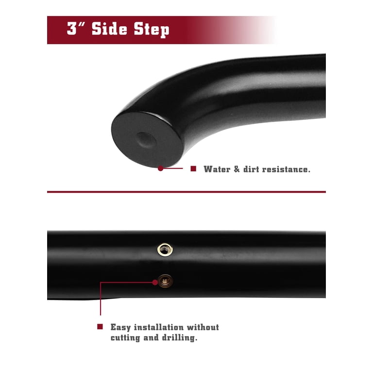 TAC 3" Round Tube Side Steps For 2024-2025 Toyota Tacoma Double Cab - Textured Black Running Boards (Pair)