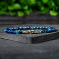thumbnail image 2 of Blue Tigers Eye 3.5mm Round Shape Smooth Cut Beads 7 inch Gold Plated Clasp Bracelet for men, women, unisex. Link Chain Stacking Bracelet.|LINK_01650, 2 of 4