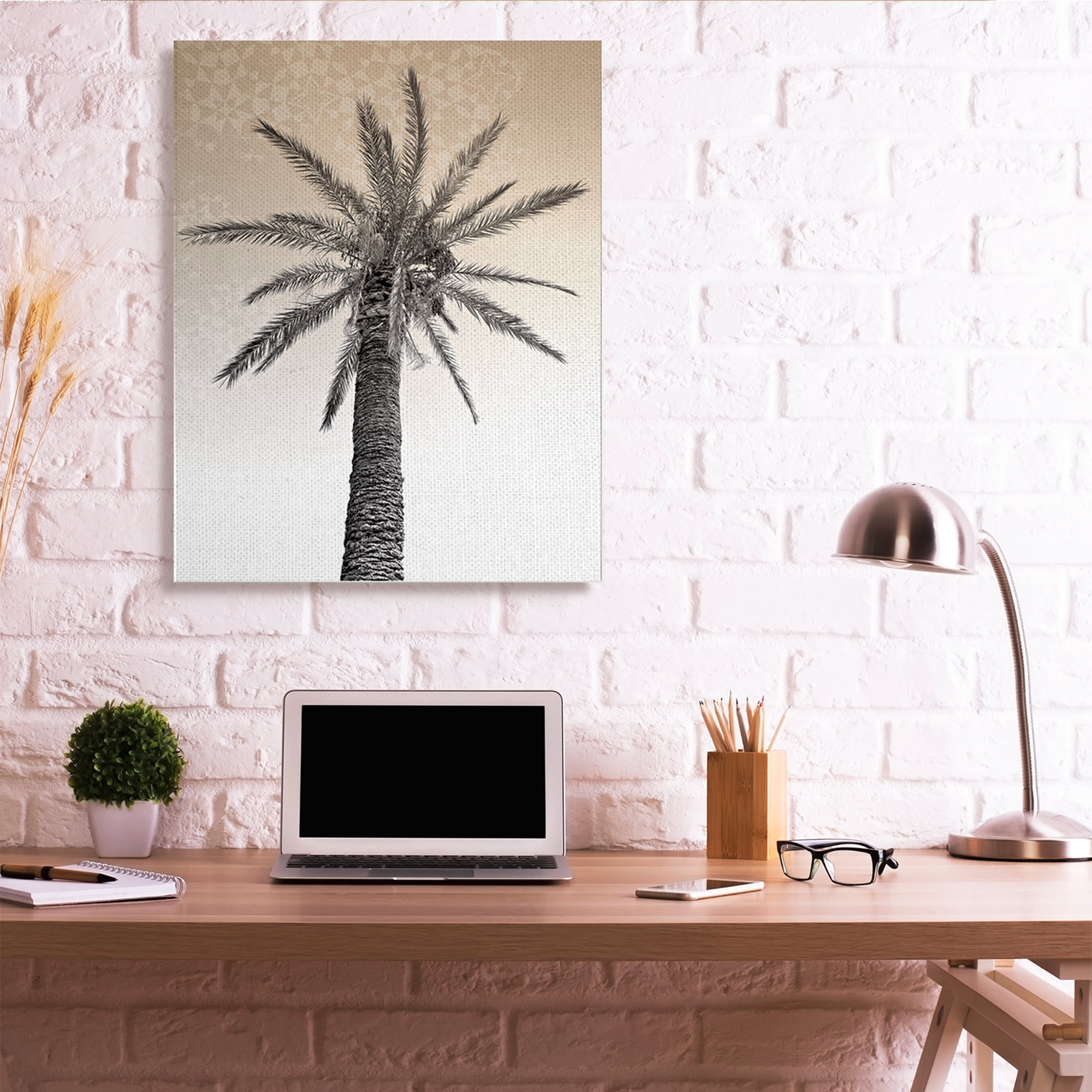 Stupell Industries Palm Tree Tropics Beige Geometric Pattern Sky Canvas Wall Art, 36 x 48, Design by Daphne Polselli