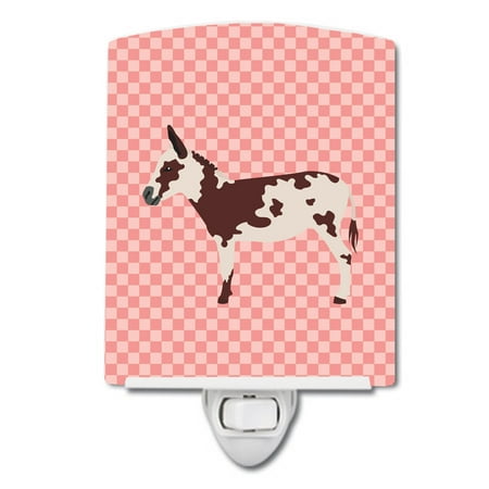 

Caroline s Treasures BB7851CNL Spotted Donkey Pink Check Ceramic Night Light 6x4x3 multicolor