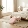 thumbnail image 4 of LEDREM Footstool Round Storage Ottoman with Teddy Fleece Seat, 12.2-Inch Footrest and Small Table for Living Room and Hallway, Jelly Pink, 4 of 9