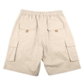 thumbnail image 4 of Cargo Short for Men Multi-Pocket Elastic Waistband Short Drawstring Ripstop Straight Leg Camouflage Cargo Shorts Casual Loose Fit Hiking Running Outdoor Bottom,Beige S, 4 of 5