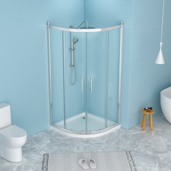 Shower Door 36" x 75" Framed Tub Shower Enclosure in Chrome, 1/4 in. (6mm)