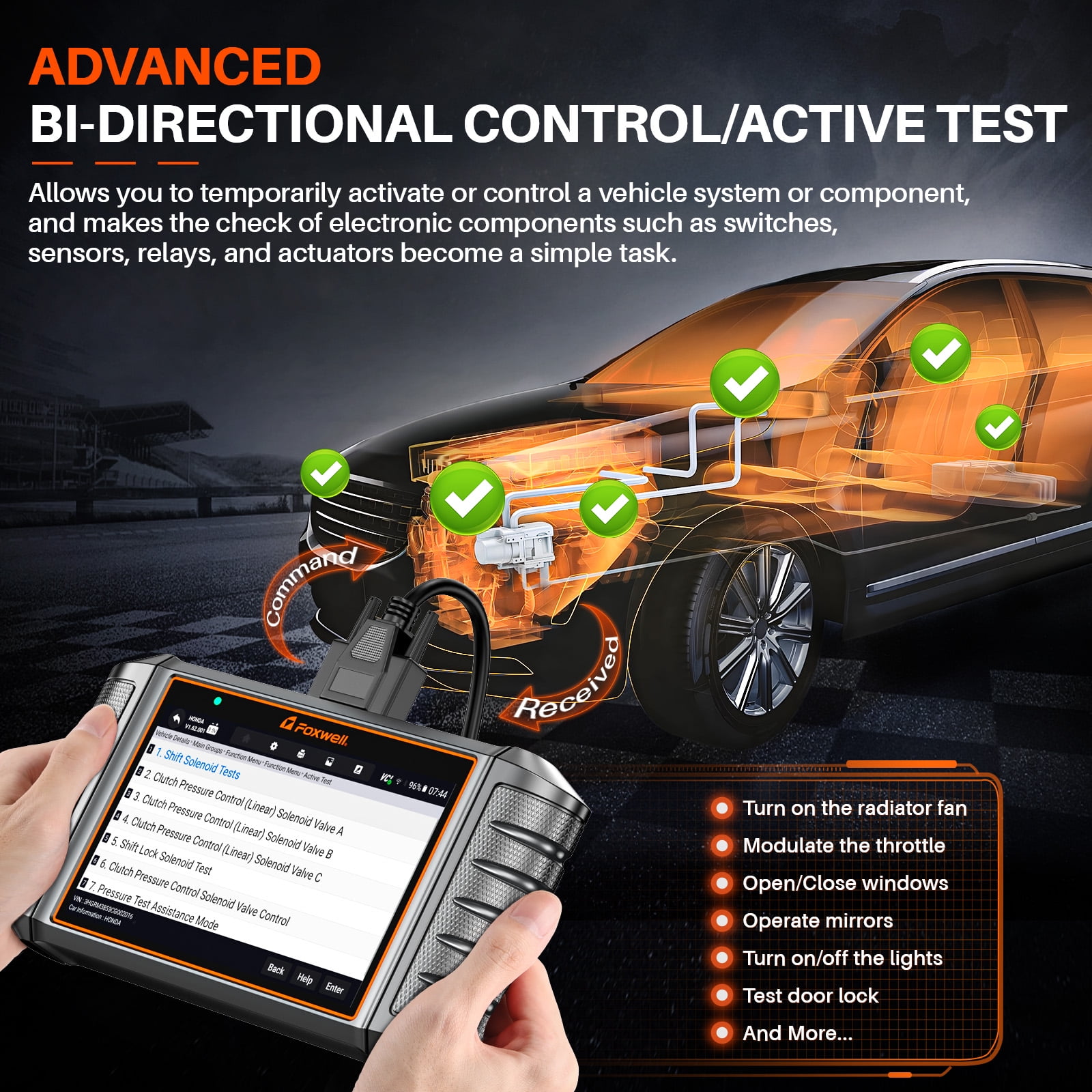 Foxwell OBD2 Scanner Fits for Honda Acura Bi-Directional Control