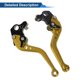 thumbnail image 5 of Palancas de freno y embrague cortas para Ducati Hypermotard 796 2010-2012, ajustables en 6 posiciones, palanca de freno de manillar de motocicleta de aleación de aluminio tono dorado sólido, 5 of 6
