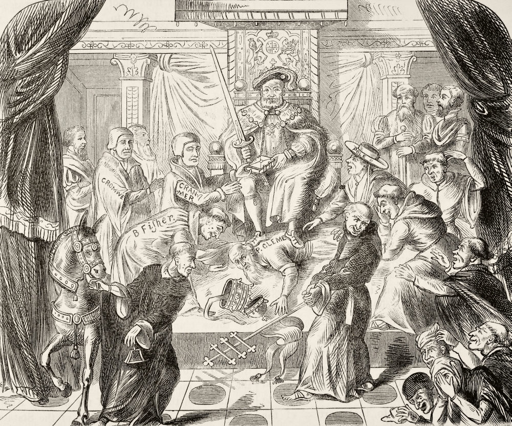 Allegorical Picture Of King Henry Viii Of England Trampling On Pope Clement Vii From The National And Domestic History Of England By William Aubrey Published London Circa 1890 Canvas Art - Ken Welsh