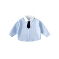 thumbnail image 2 of Bnwani Long Sleeve Toddler Shirts Plain Cotton Fall Lapel Casual Fashion Solid Striped Tops 4-5t, 2 of 3