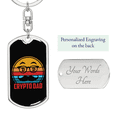thumbnail image 2 of Keep Calm Bitcoin Crypto Stainless Steel or 18k Gold Premium Swivel Dog Tag Keychain, 2 of 16