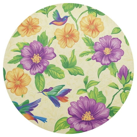

Vibrant Floral Design 4-Piece 15.4in Heat-Proof PVC Plate Mats Easy Cut and Clean for Family Use