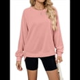 thumbnail image 3 of Sudadera Informal de Cuello Redondo para Mujer, Holgada, Suave y de Larga Rosa XL, 3 of 10