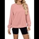 thumbnail image 3 of Sudadera Informal de Cuello Redondo para Mujer, Holgada, Suave y de Larga Rosa M, 3 of 10