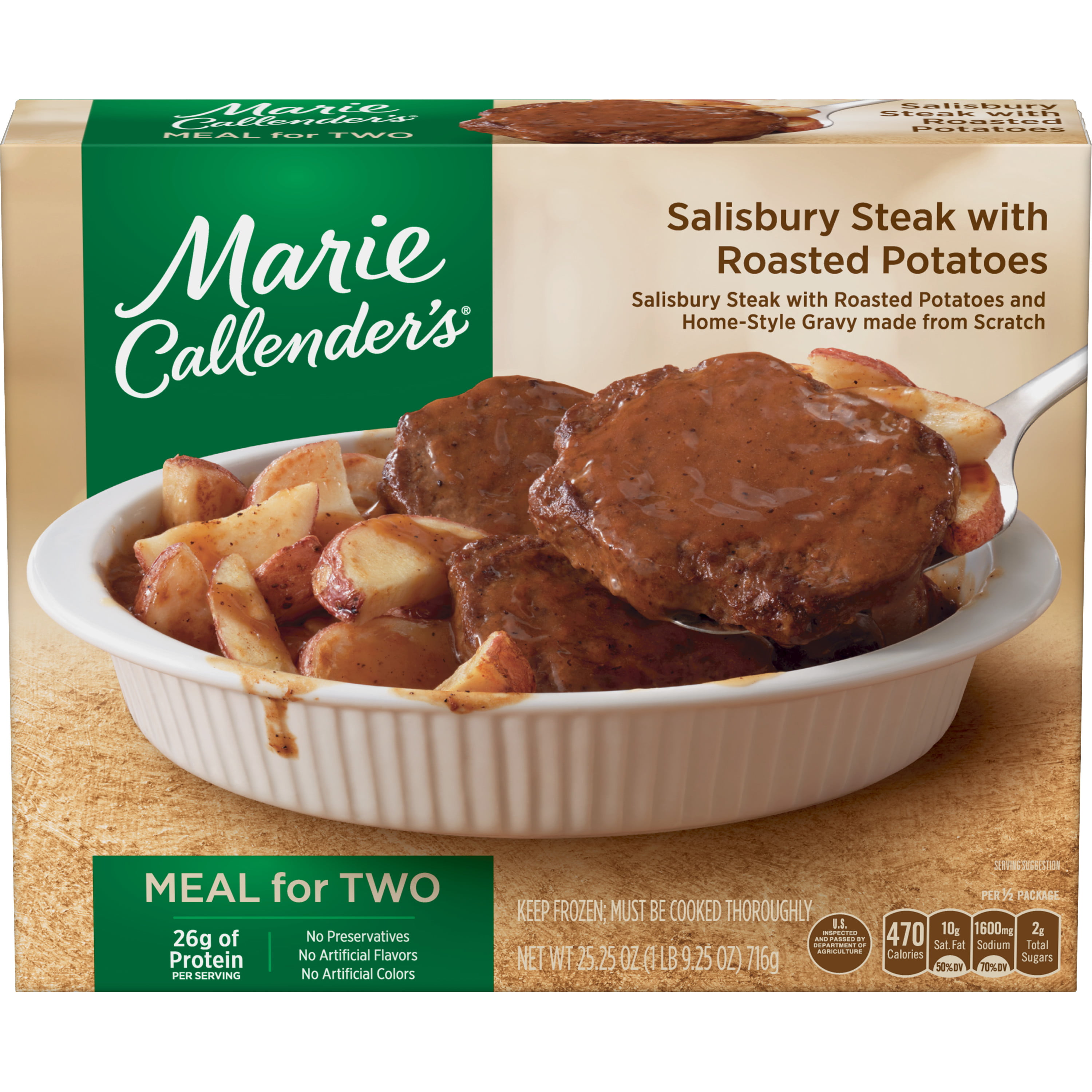 Marie Callenders Meal for Two Multi-Serve Frozen Dinner Salisbury Steak with Roasted Potatoes 25 ...