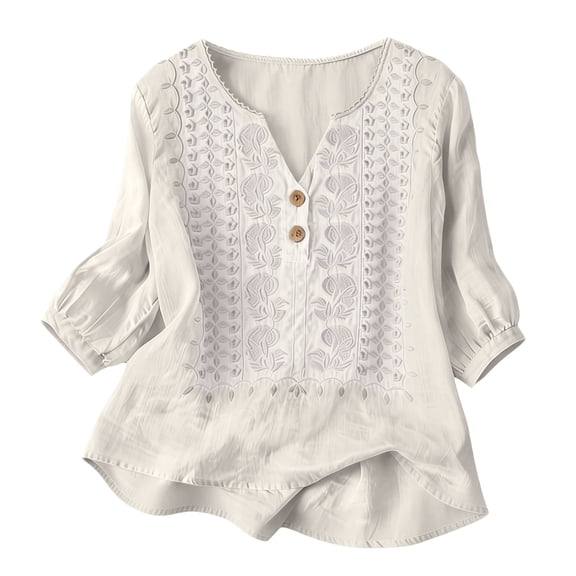 MSJUHEG Linen Shirt Women Tunic Tops Blouse Cotton Linen Loose Blouses Peasant Blouse Linen Tops for Women Summer Blouses Summer Vacation Clothes Gauze Tops for Women Boho Tops Beige L