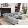 thumbnail image 2 of LLappuil Modular Sectional Sofa, 7 Seat Modular Sectional Sofa with 3 Storage Ottoman, 25.6 Deep Seat Chenille Sofa Gray, 2 of 8