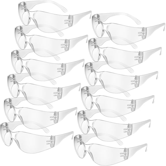 12 Pack Safety Glasses, Clear Protective Eyewear for Men and Women, Anti-Scratch Impact Resistant Safety Goggles for Work, Lab, Construction, Shooting, DIY Projects