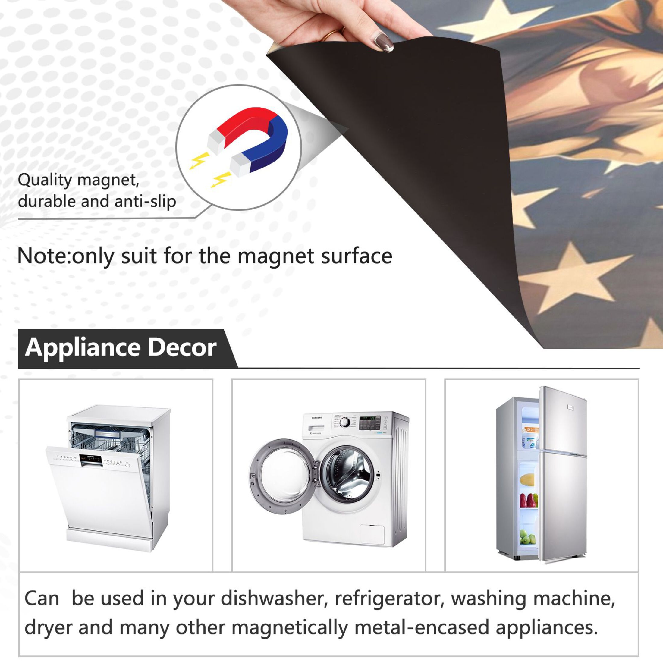 Dog German Shepherd American Flag Dishwasher Magnet Cover Reuseable Refrigerator Magnet Cover Decal Fridge Microwave Stickers Hoilday Party Decor 23 x 26 Inch