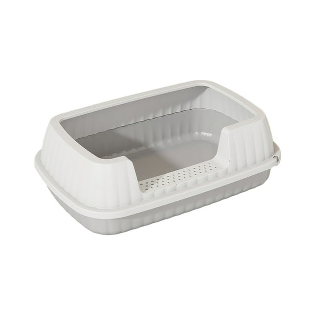 SIYTUAU Semi Enclosed Cat Litter Box With High Sides Splash Proof Design 19X12.6 Inches Includes Scoop Litter Box Grey