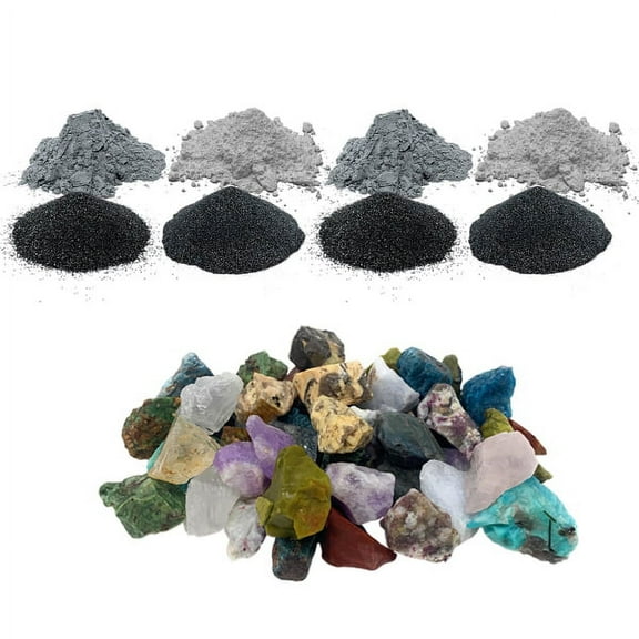 WireJewelry Madagascar Rock Tumbler Refill Kit - 3 Lbs. of Madagascar Stone Mix and 2 Batches of 4 Step Abrasive Grit and Polish