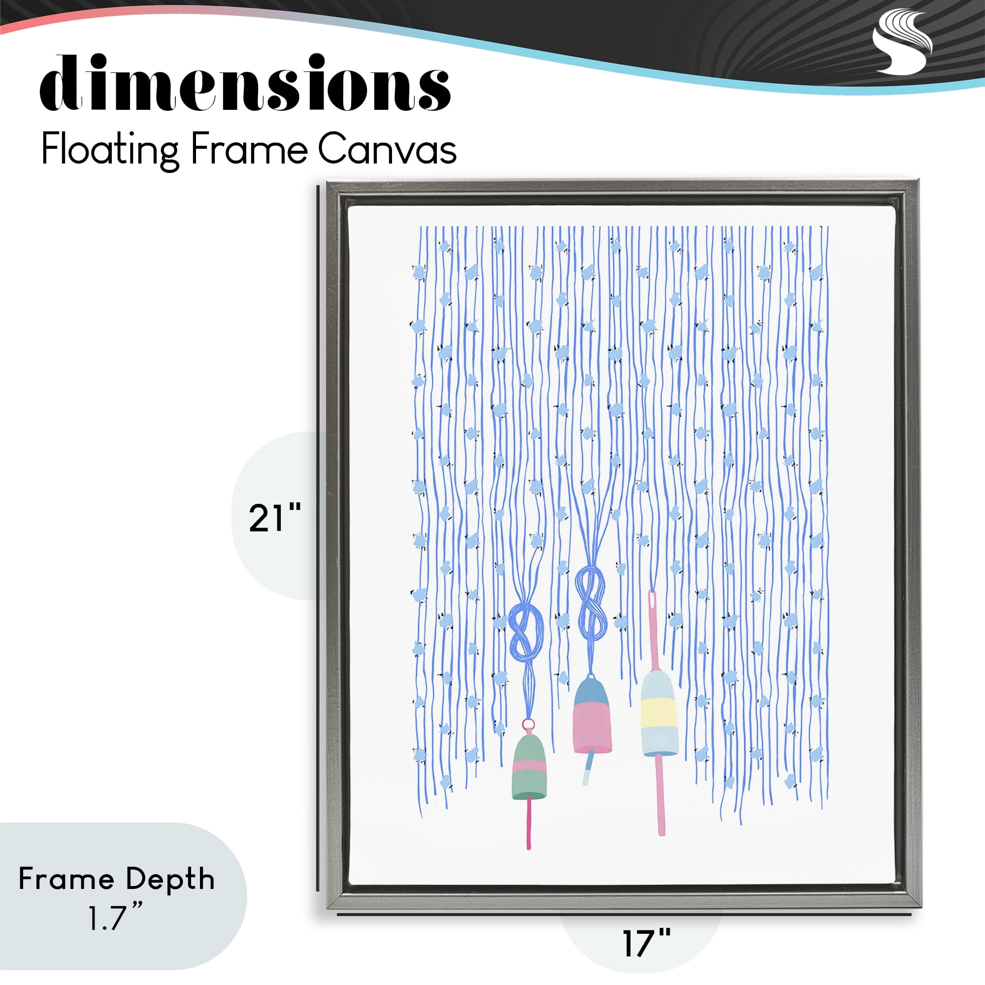 Stupell Industries Hanging Buoys on Ropes Gray Framed Floater Canvas Wall Art, design by Melissa Tilley